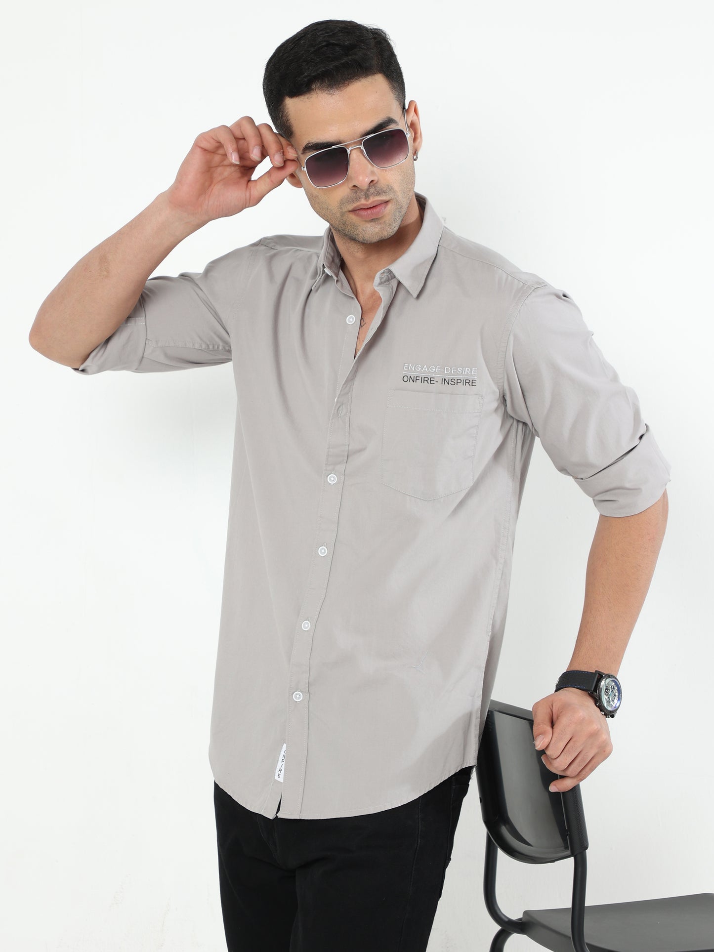 Onfire Solid Light Grey Shirt