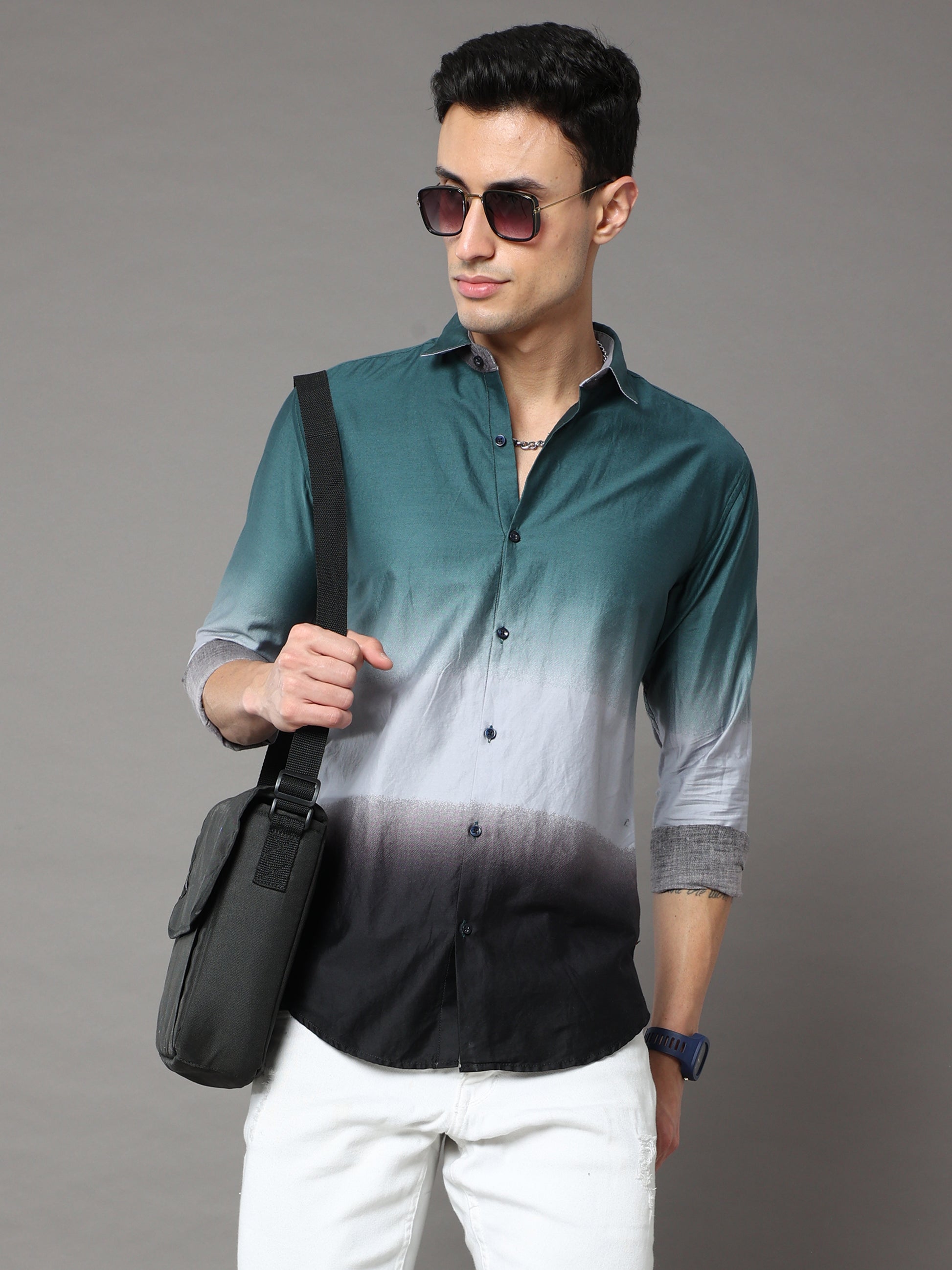 Onfire Fancy Designer Green Shirt