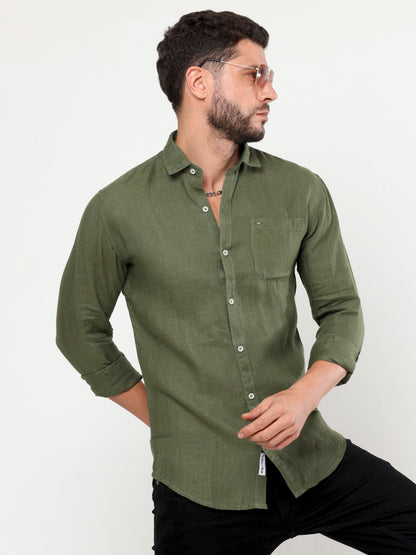 Onfire Linen Shirt - Green