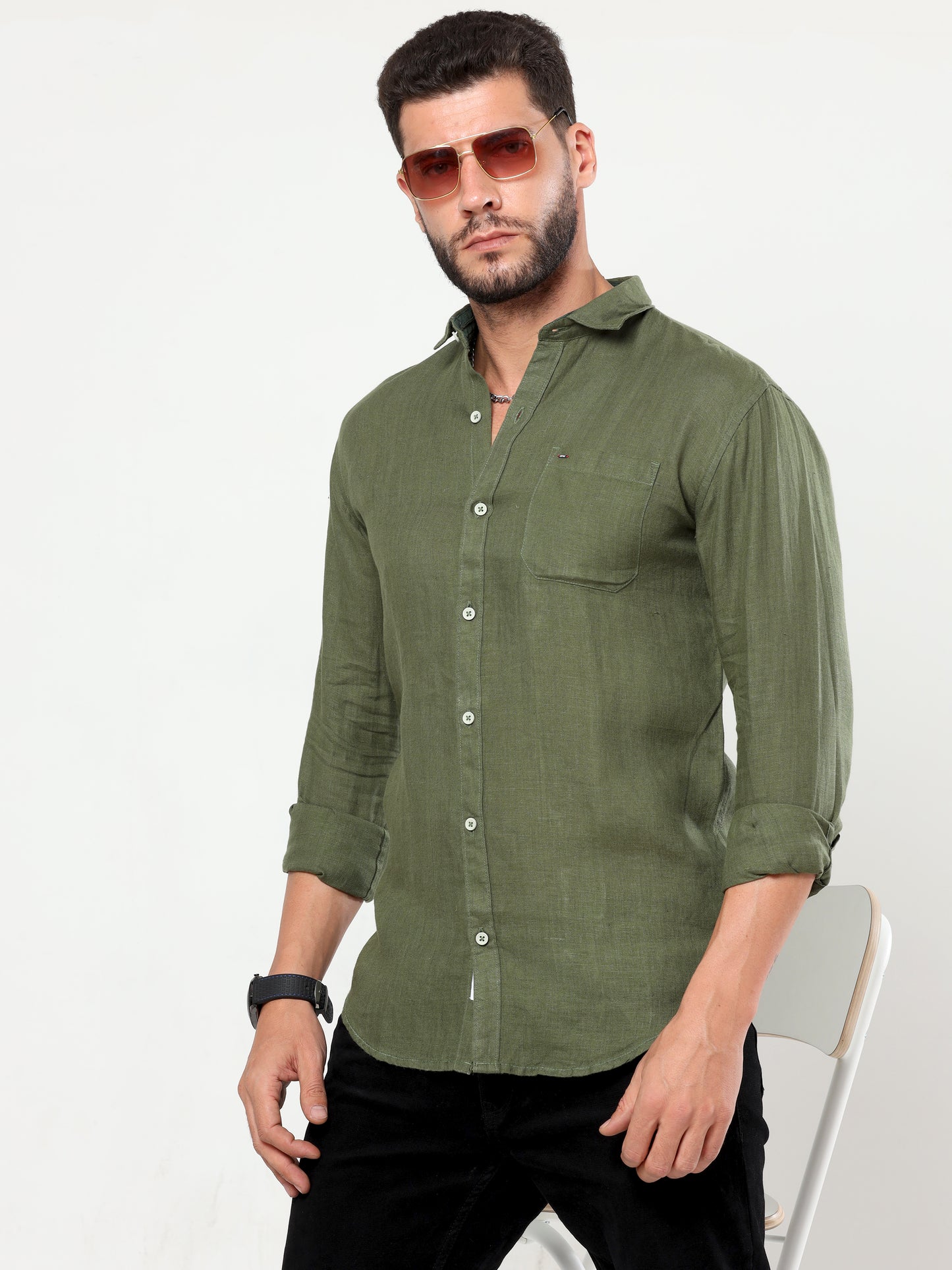 Onfire Linen Shirt - Green