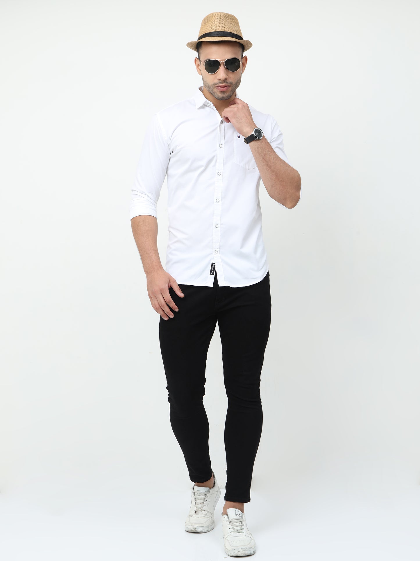 Onfire twill Solid white Shirt