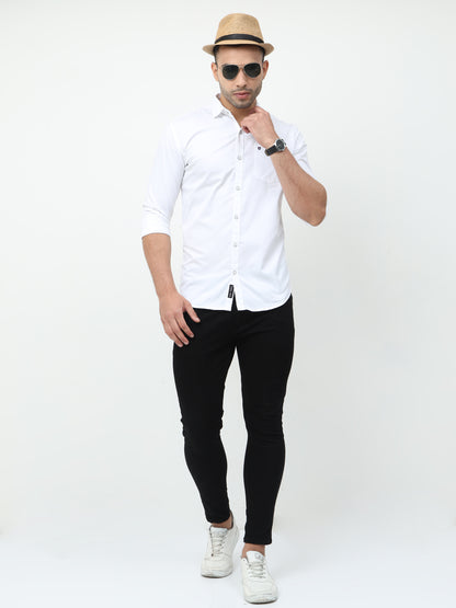 Twill Solid White Shirt - A2239A