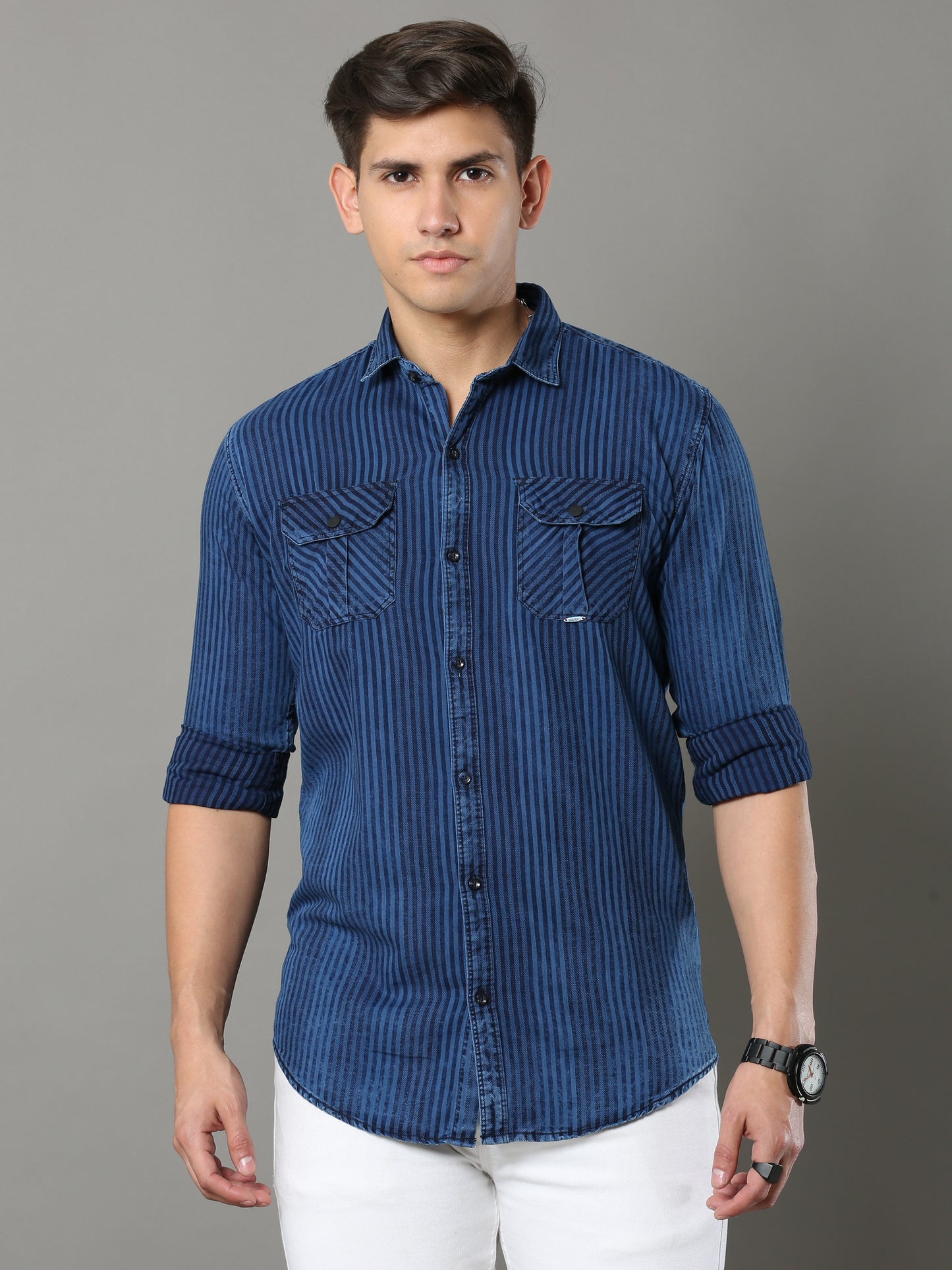 Monte Stripe Cargo Blue Shirt A2268A