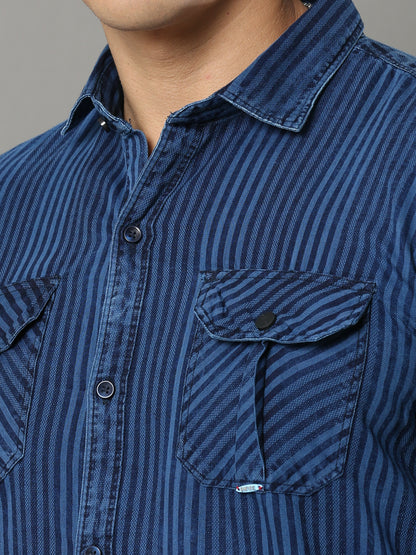 Monte Stripe Cargo Blue Shirt A2268A