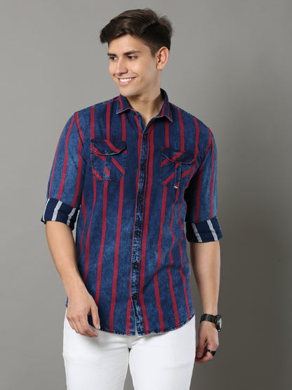 Carlo Cargo Red/Blue Shirt A2268/BA