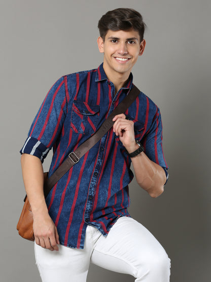 Carlo Cargo Red/Blue Shirt A2268/BA