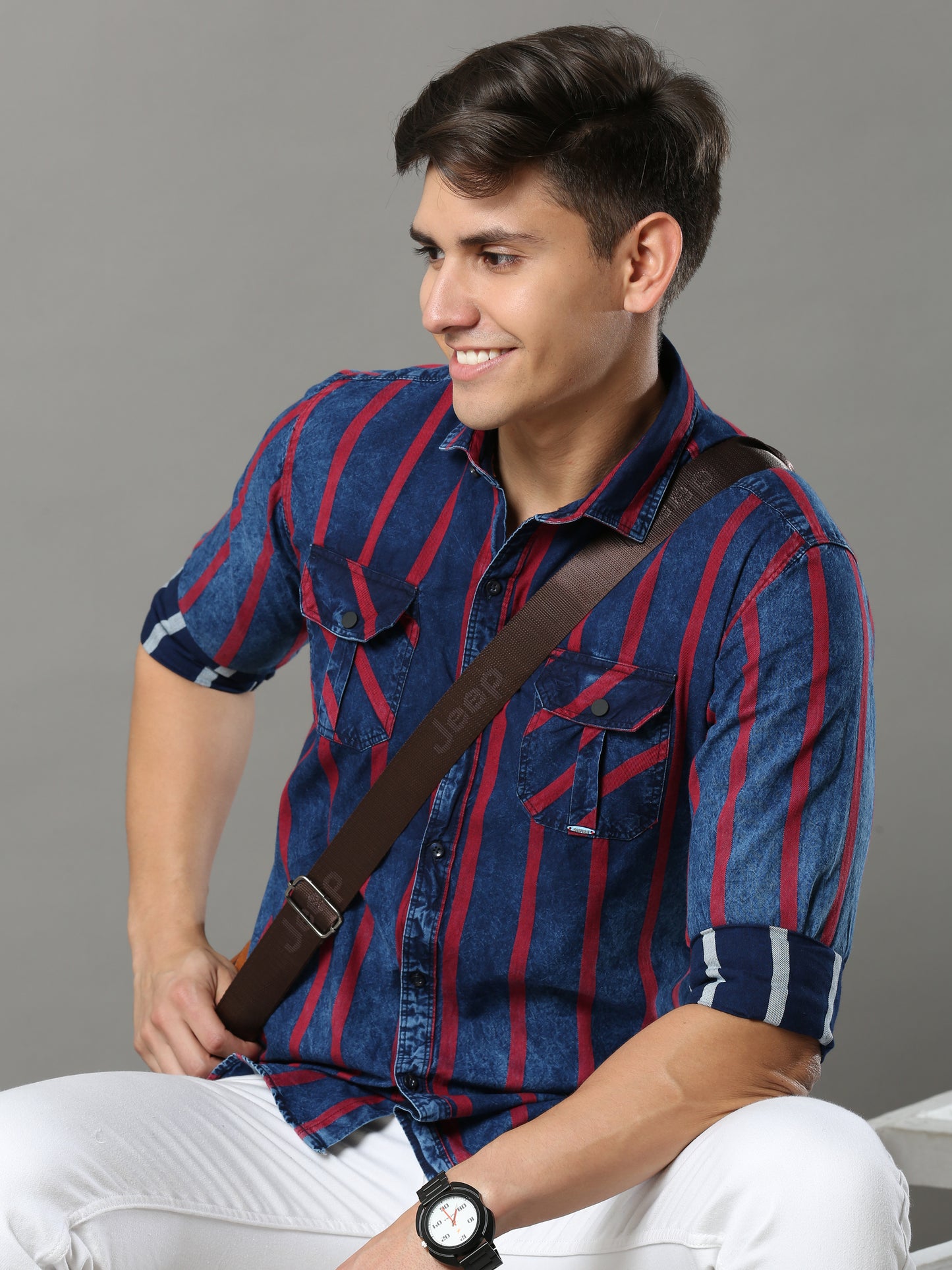 Carlo Cargo Red/Blue Shirt A2268/BA