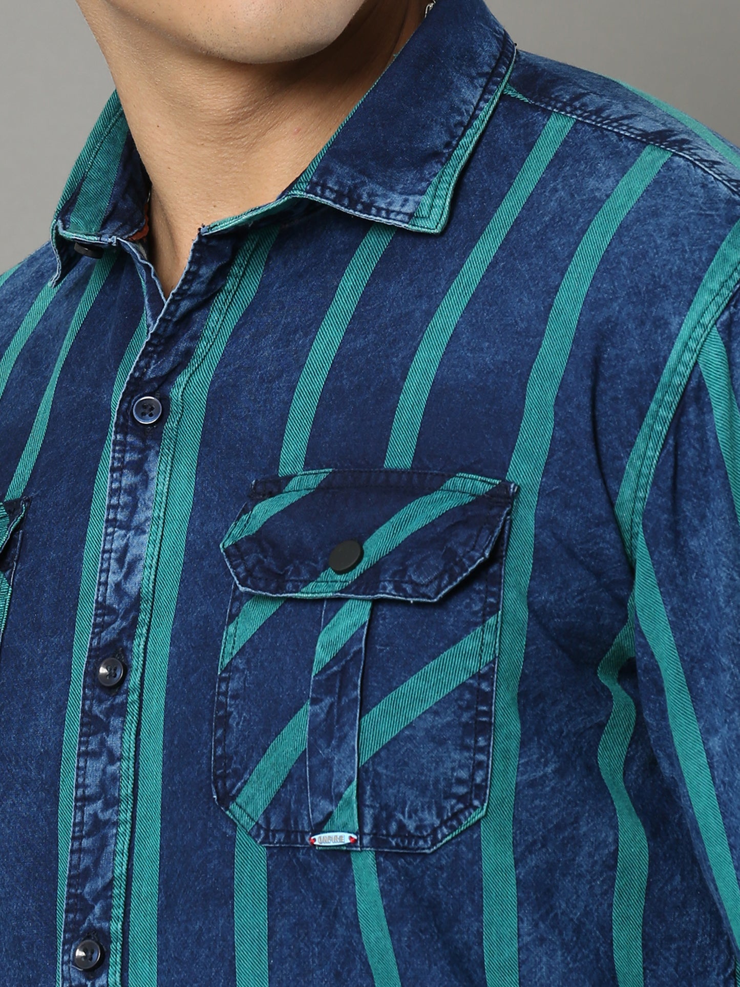 Carlo Cargo Green/Blue Shirt B2268B