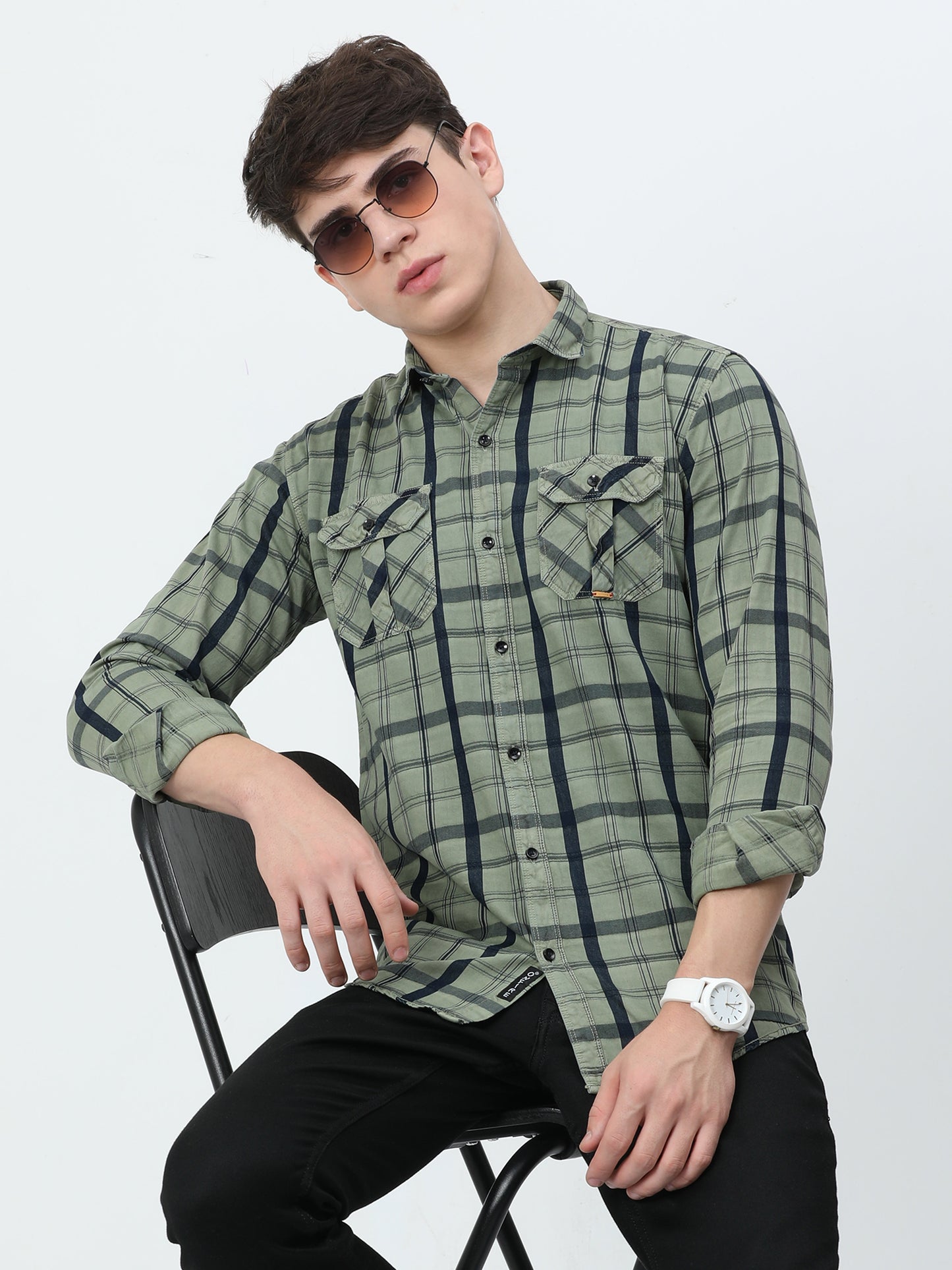 Tomford Checks Green Cargo Shirt - 2250B