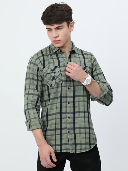 Tomford Checks Green Cargo Shirt - 2250B