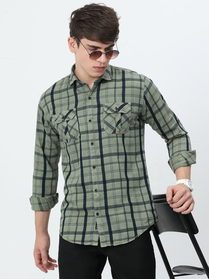 Tomford Checks Green Cargo Shirt - 2250B