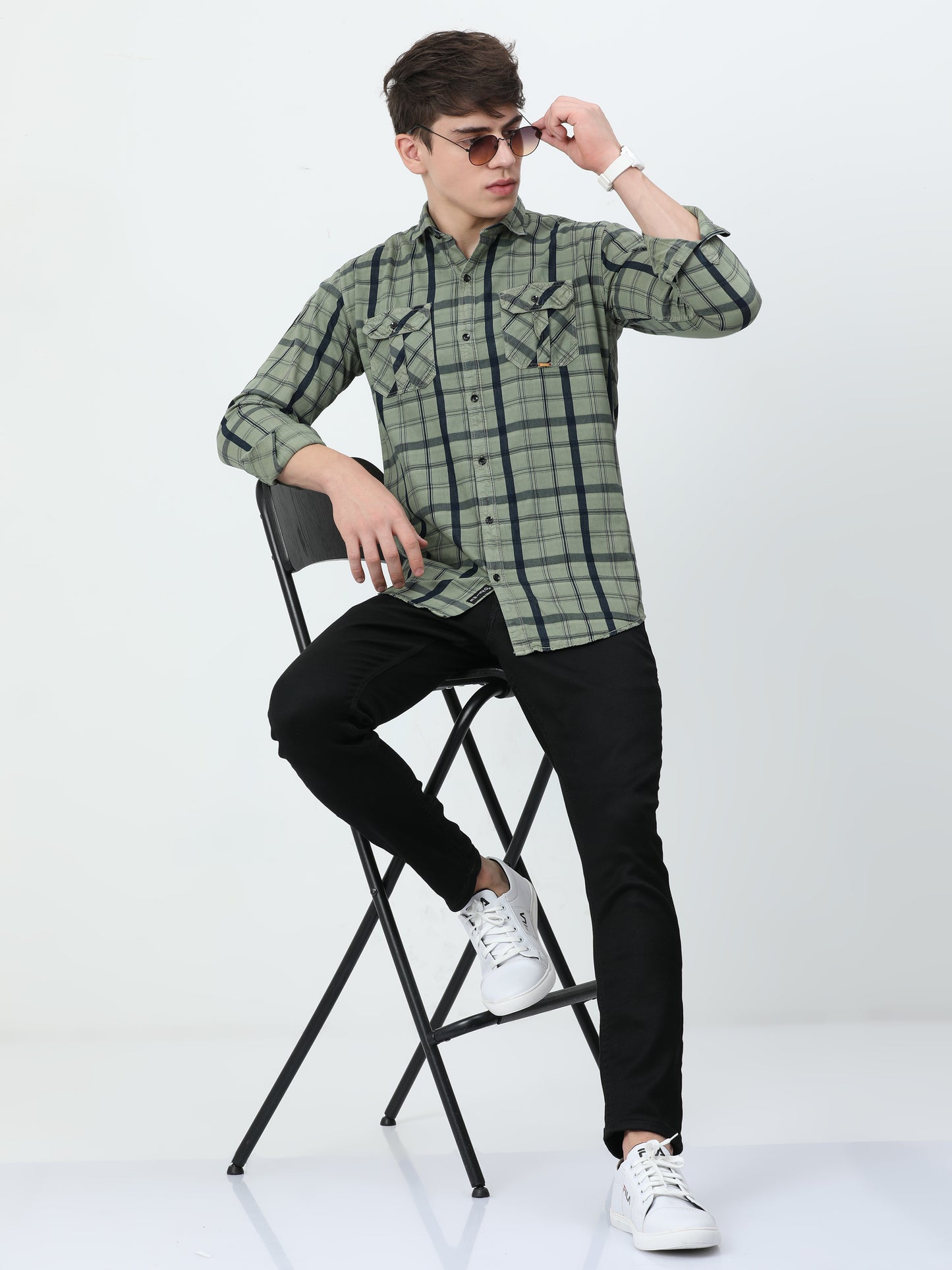 Tomford Checks Green Cargo Shirt - 2250B