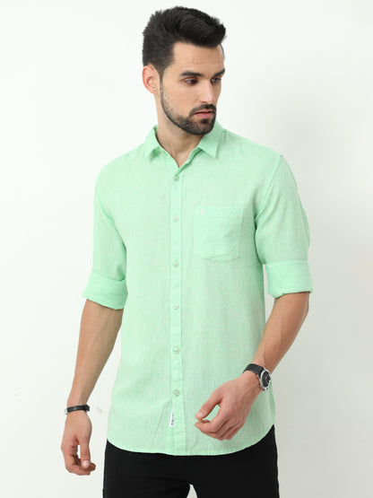 Onfire Linen Parrot Green Shirt