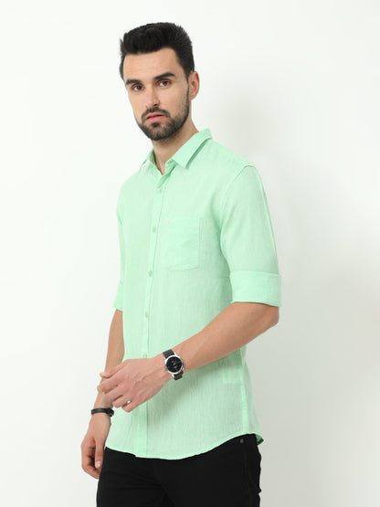 Onfire Linen Parrot Green Shirt