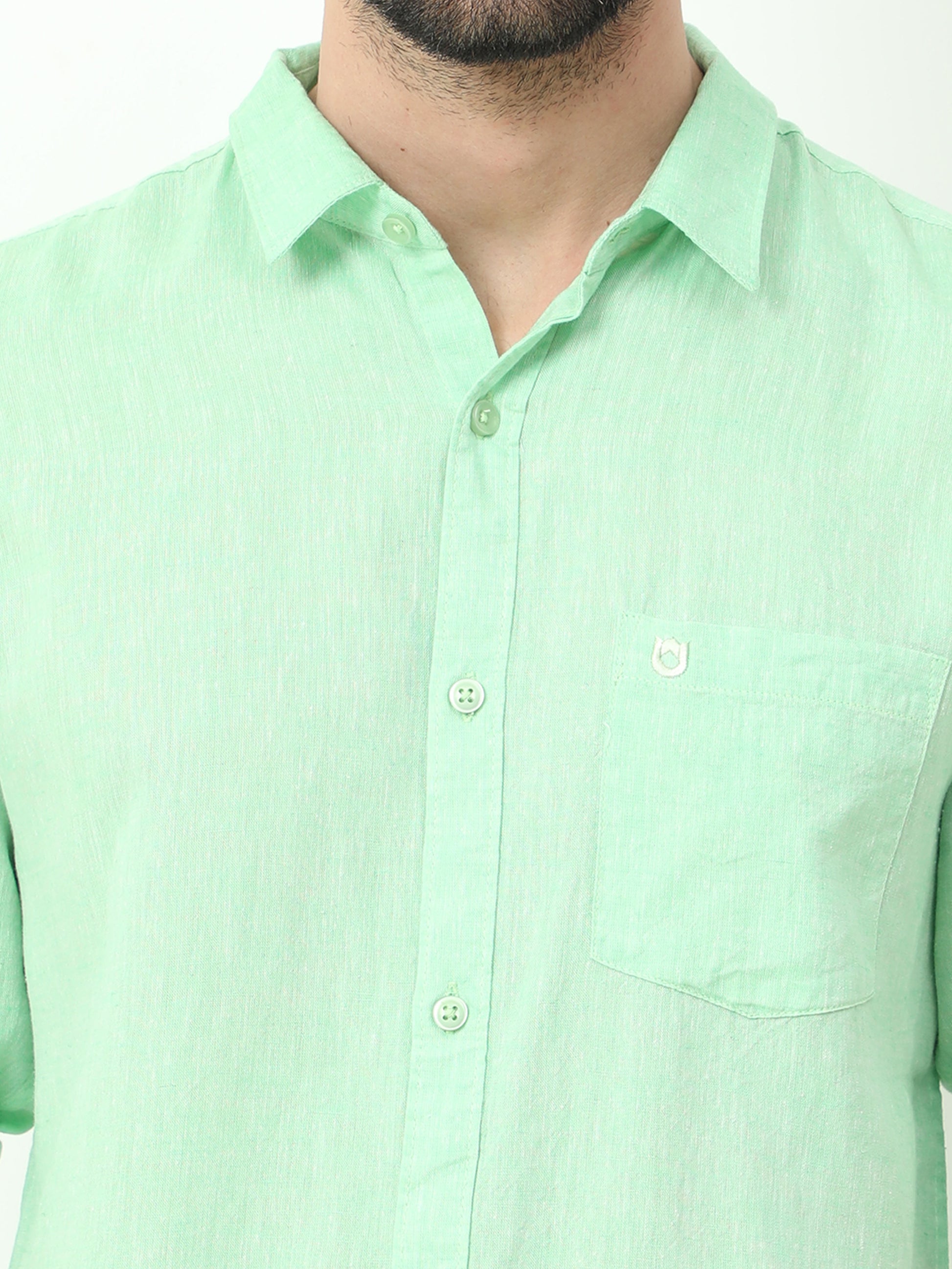 Onfire Linen Parrot Green Shirt