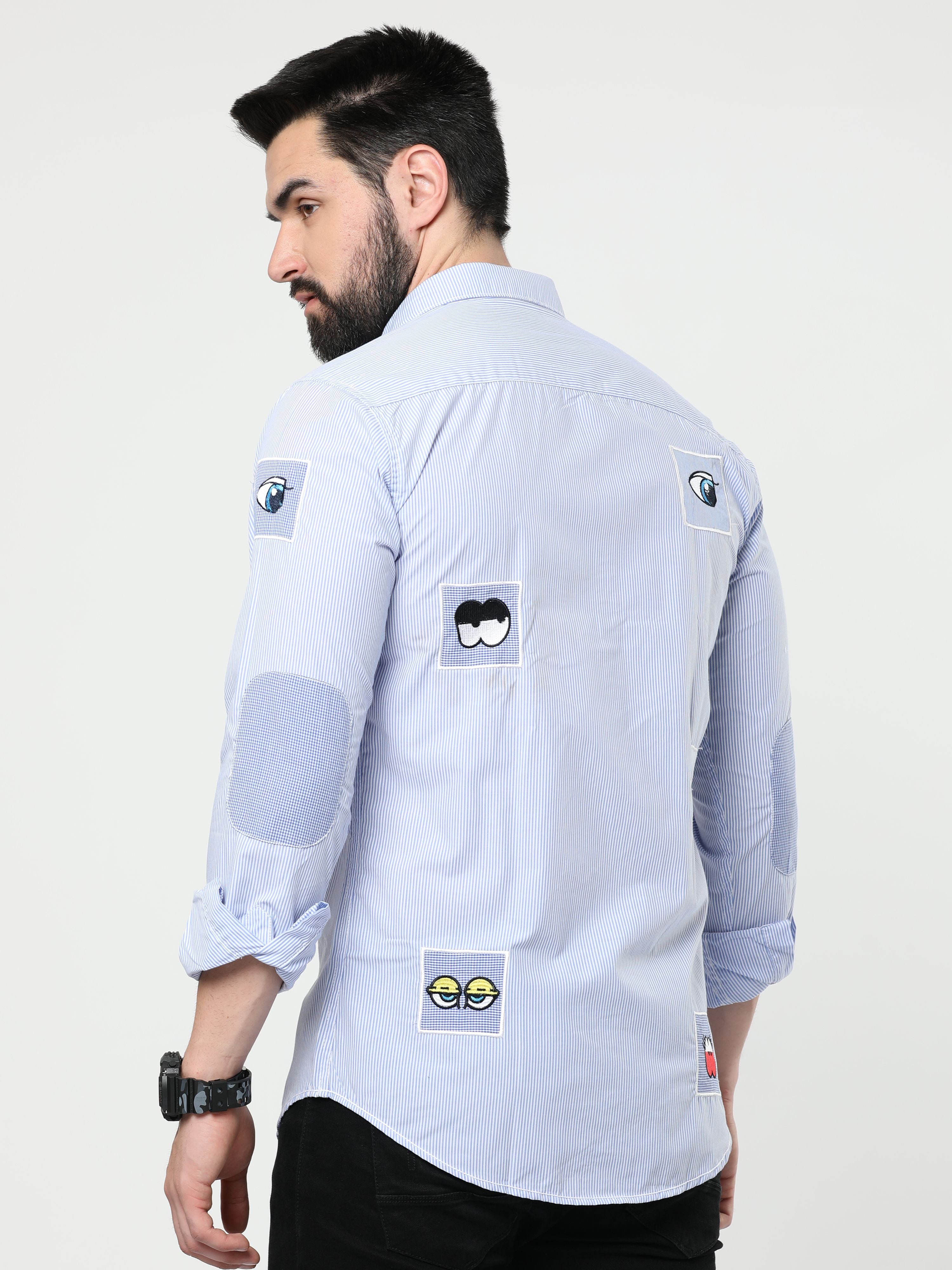 White and sales blue designer shirt