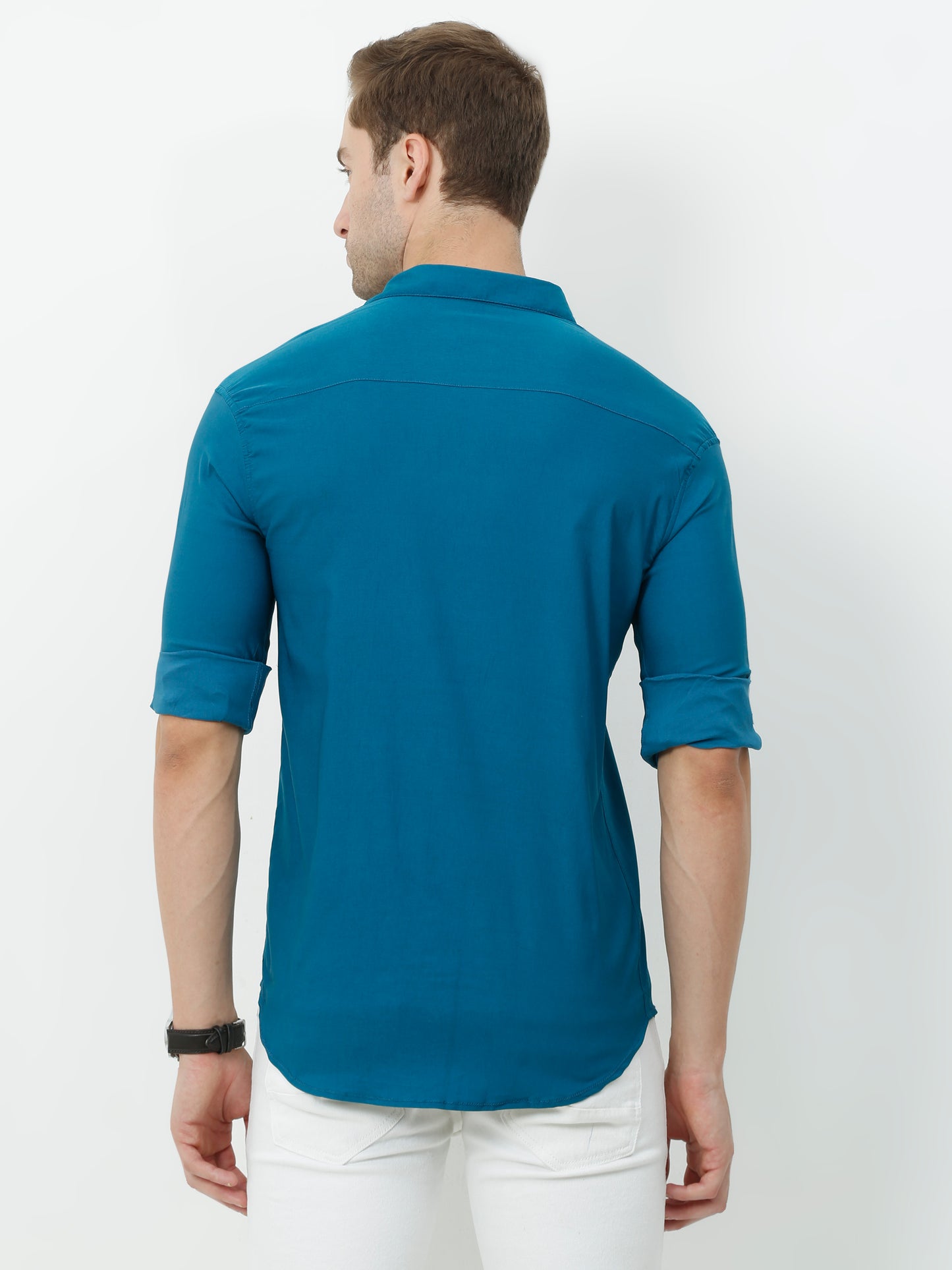 Onfire Designer Peacock Blue Shirt