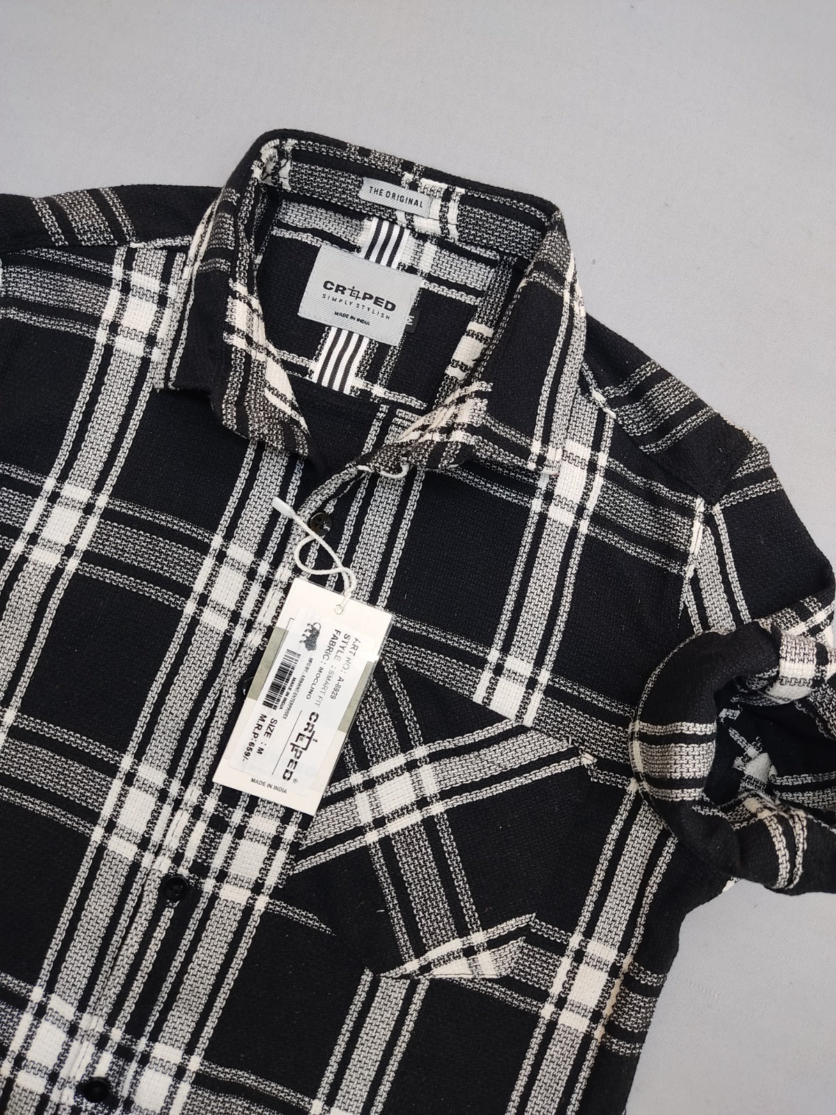 Croped Moclino Black & White Check Shirt