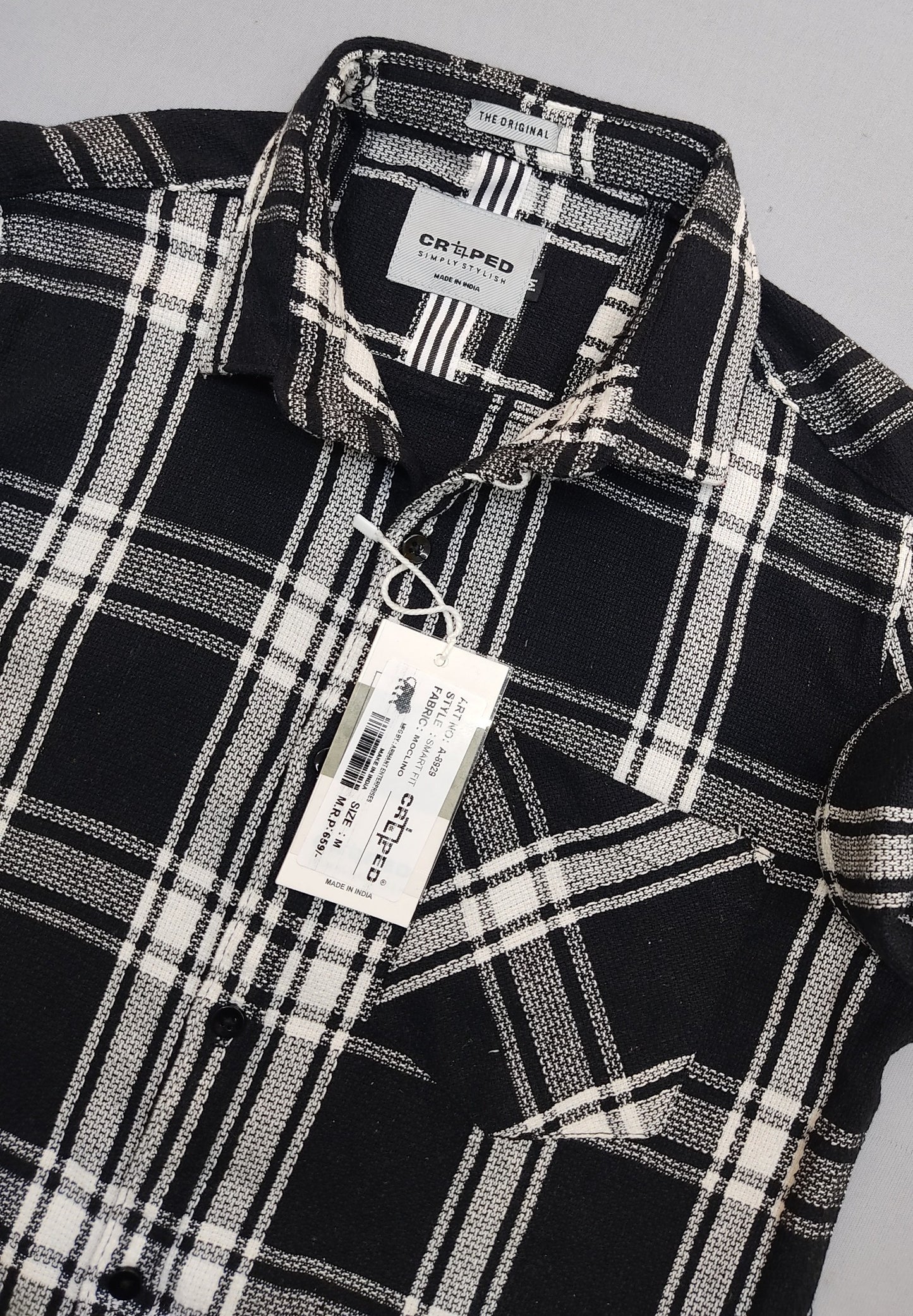 Croped Moclino Black & White Check Shirt