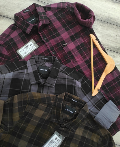 Croped Full Sleeves Checks Shirt