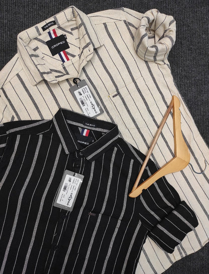 Croped Full Sleeves Stripes Shirt