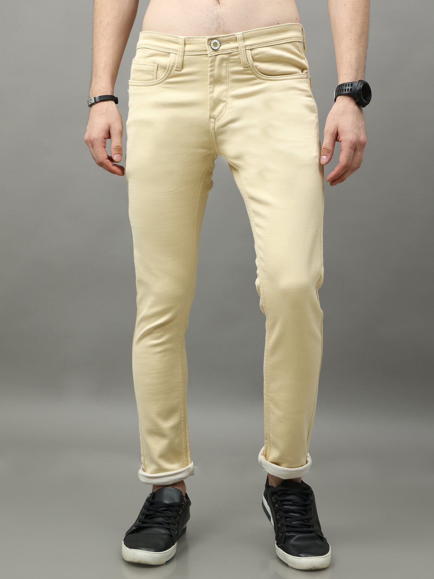 Cotton Cream Skinny Bottom Wear