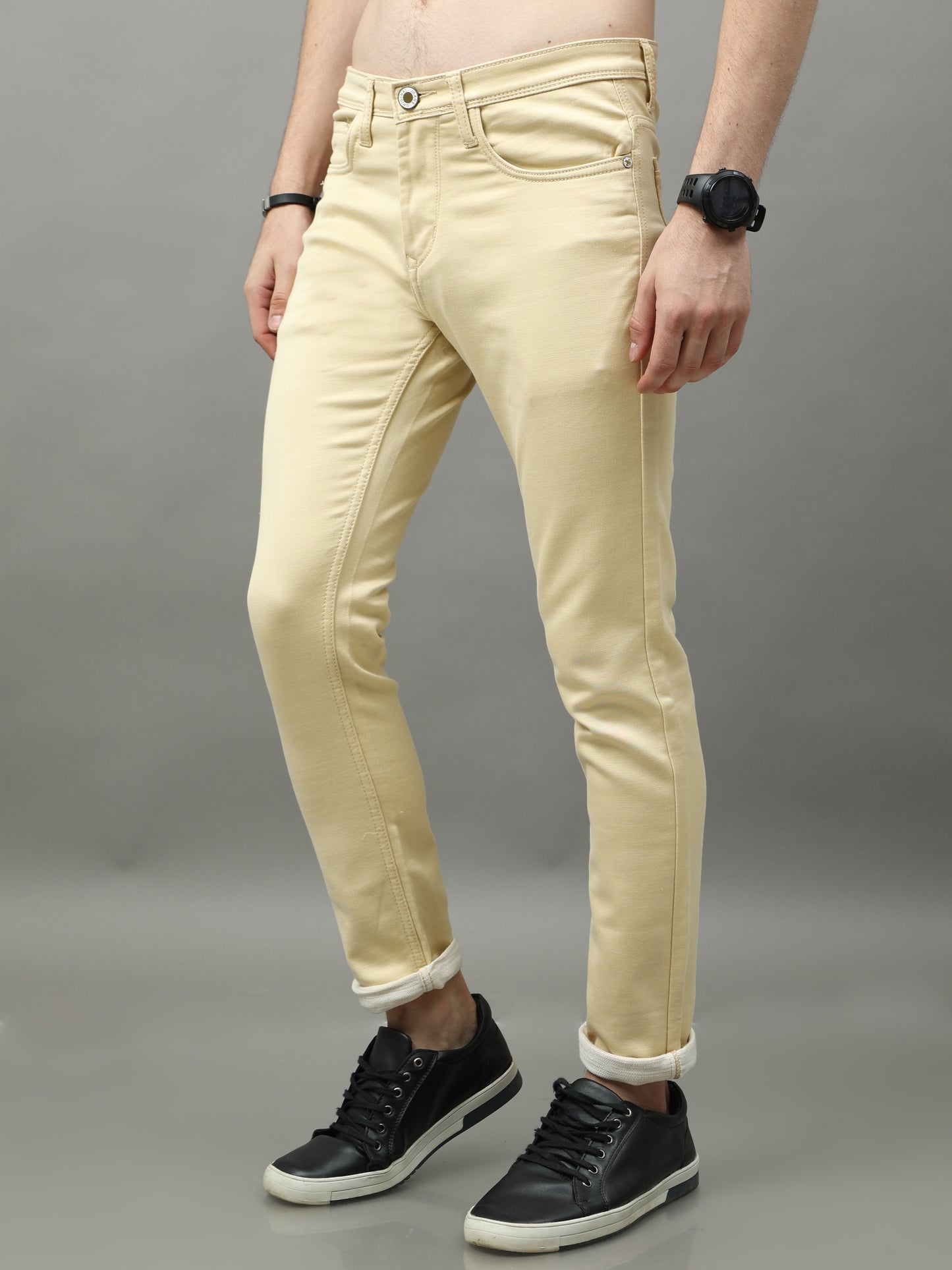 Cotton Cream Skinny Bottom Wear