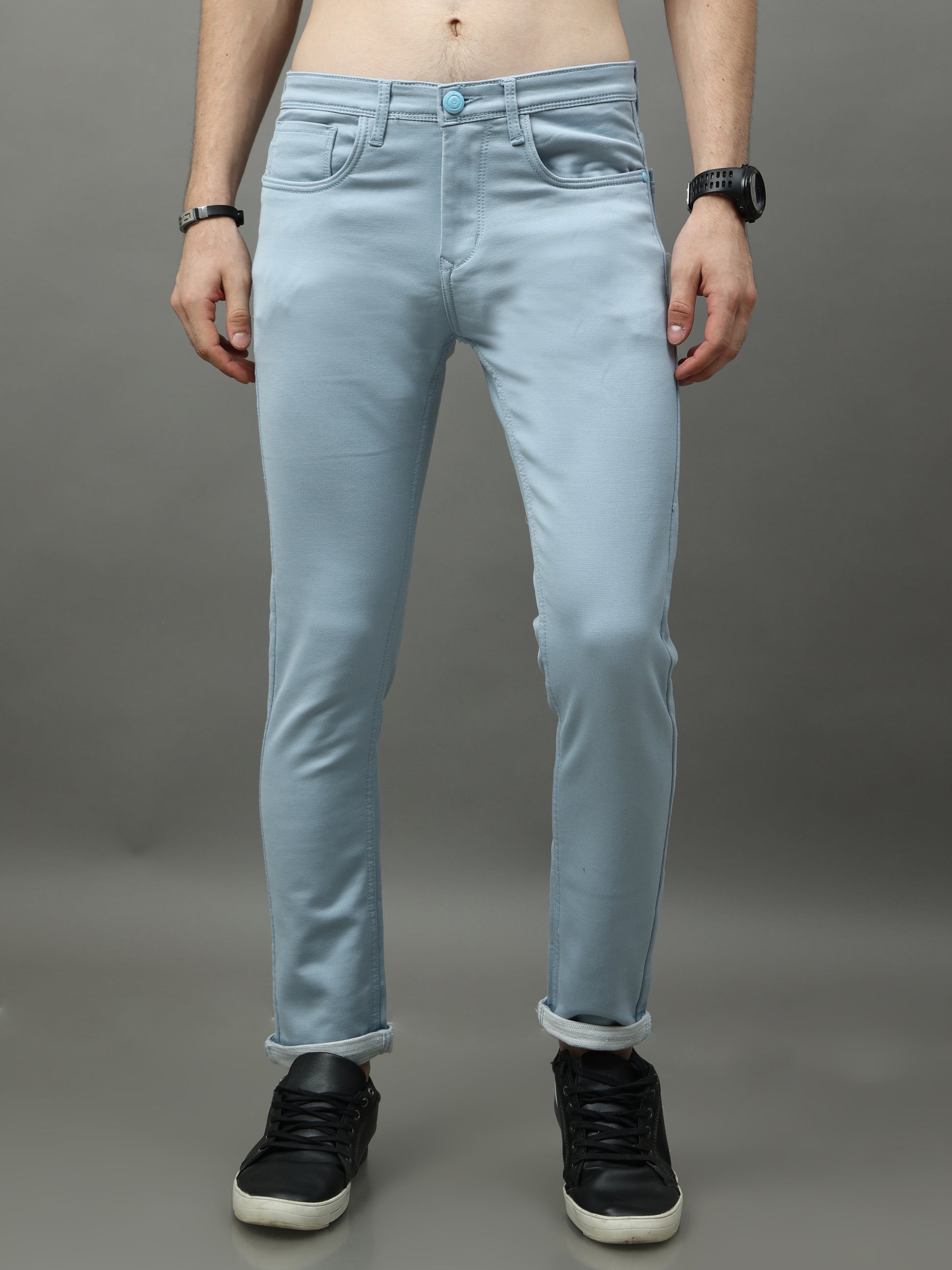 Cotton Light Grey Skinny Bottom Wear