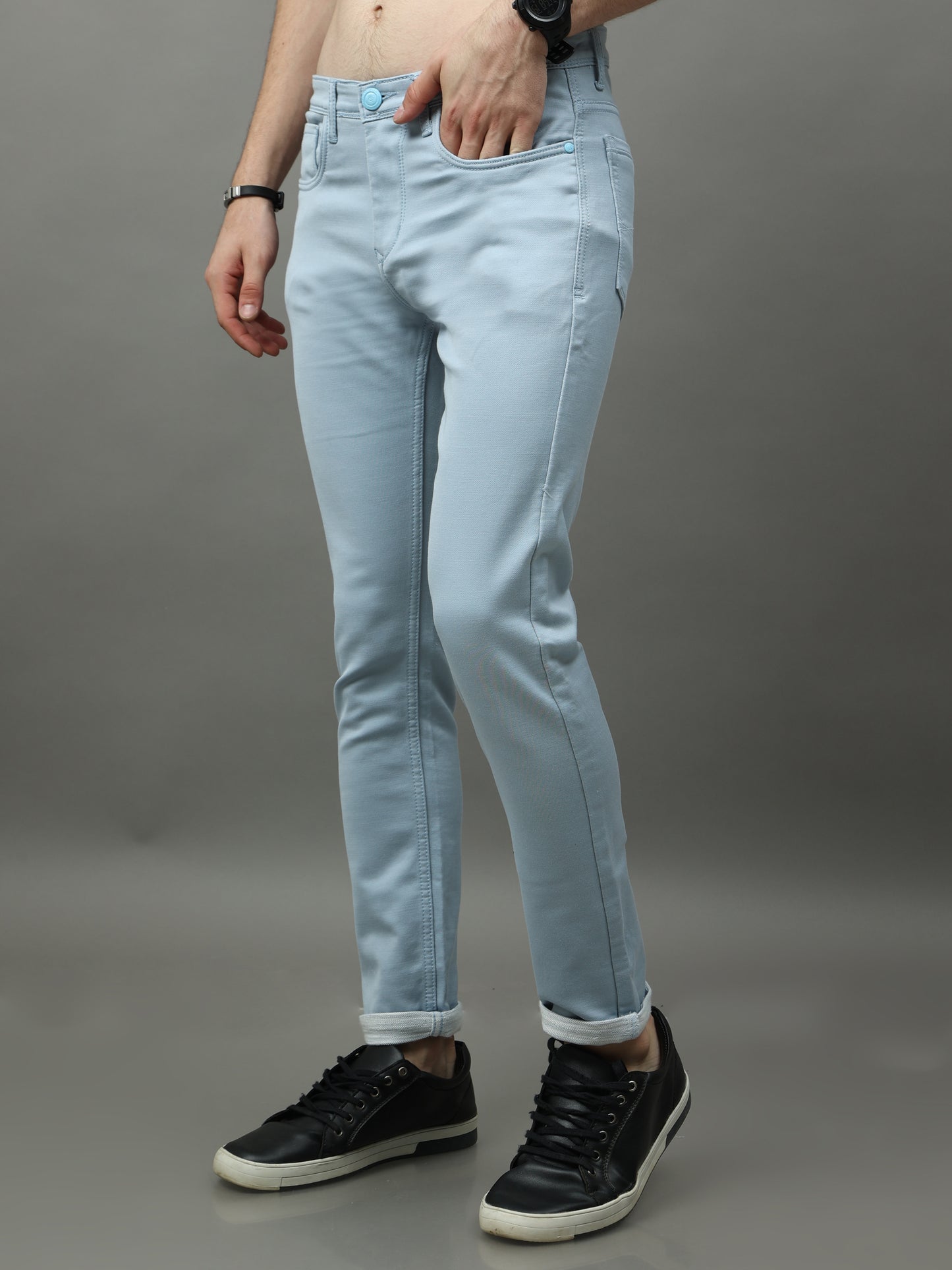 Cotton Light Grey Skinny Bottom Wear