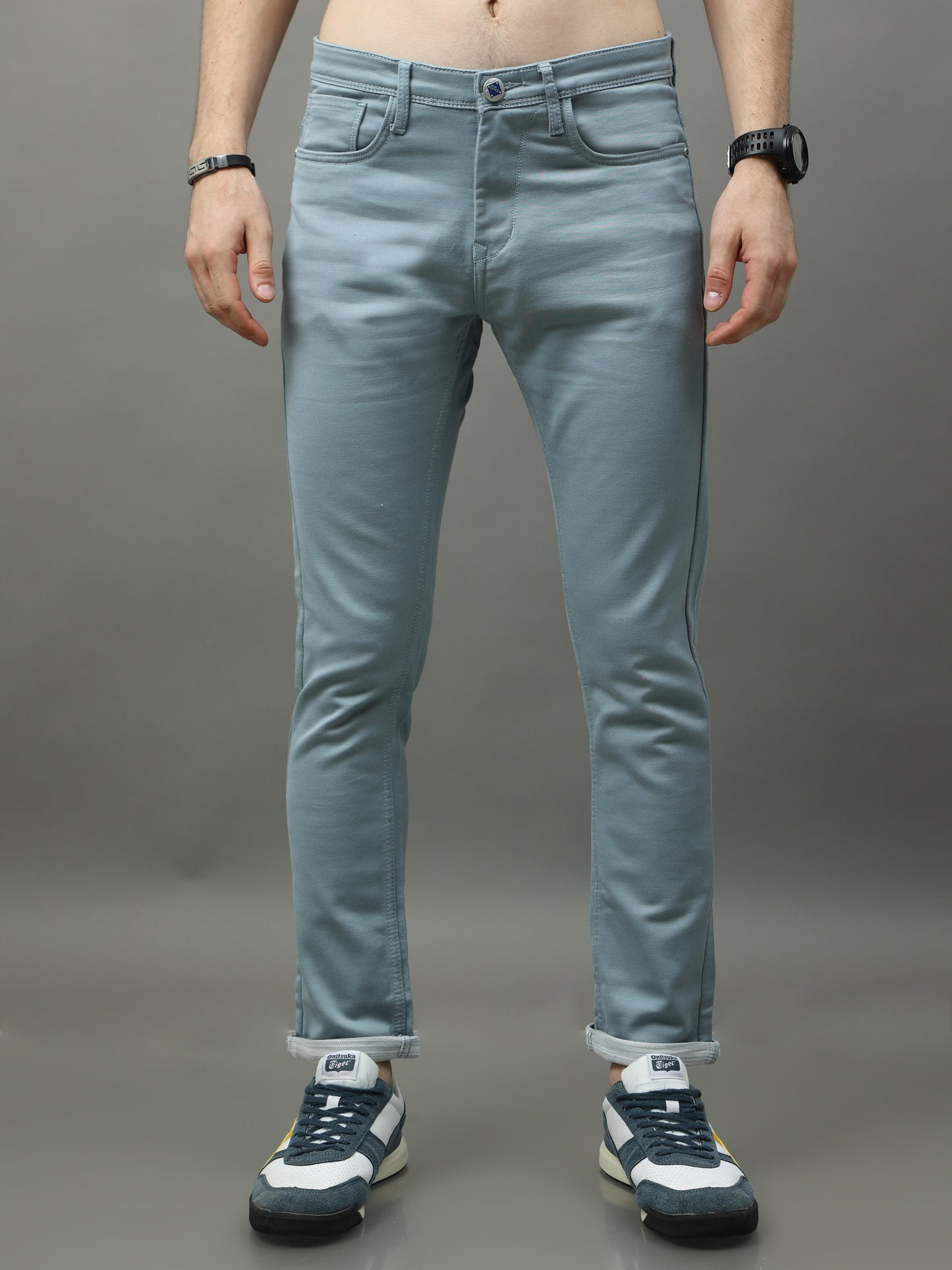 Cotton Grey Skinny Bottom Wear