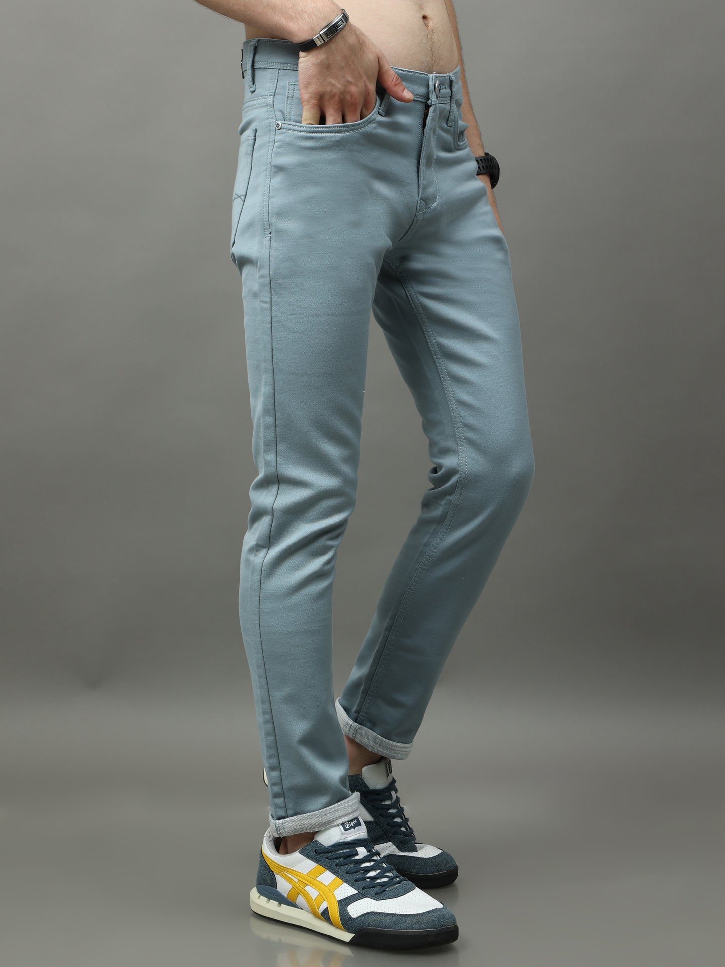 Cotton Grey Skinny Bottom Wear