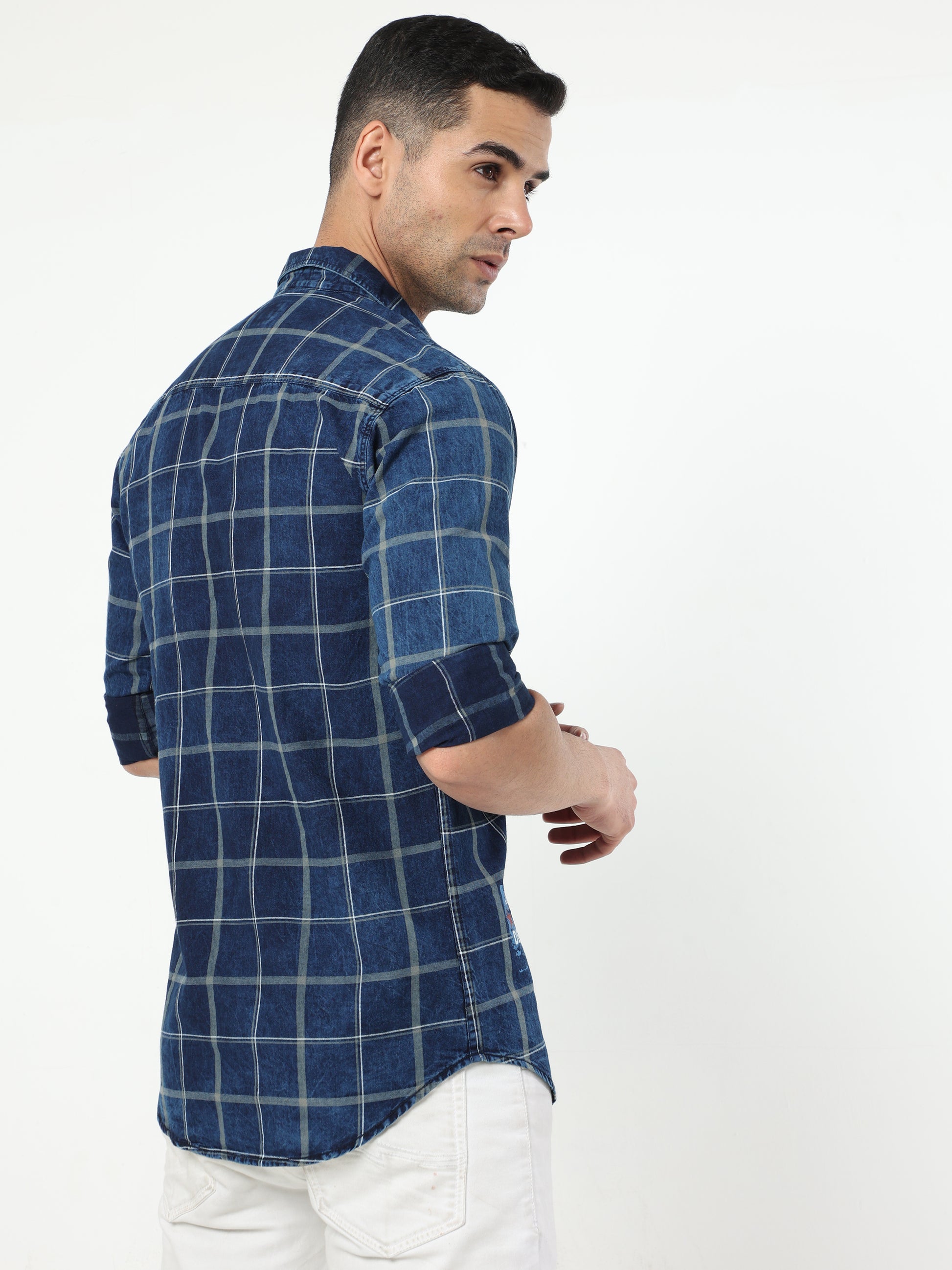 Onfire Lugano Denim Checks Cargo Shirt