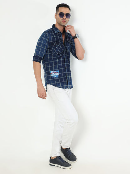 Onfire Lugano Denim Checks Cargo Shirt