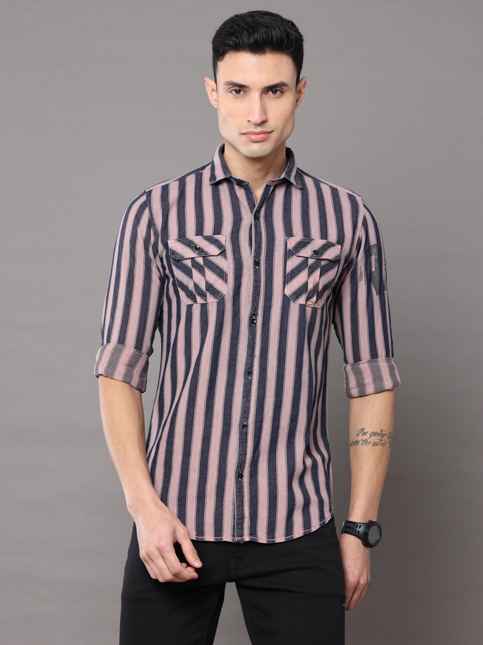 Onfire Stripe Cargo Peach Shirt