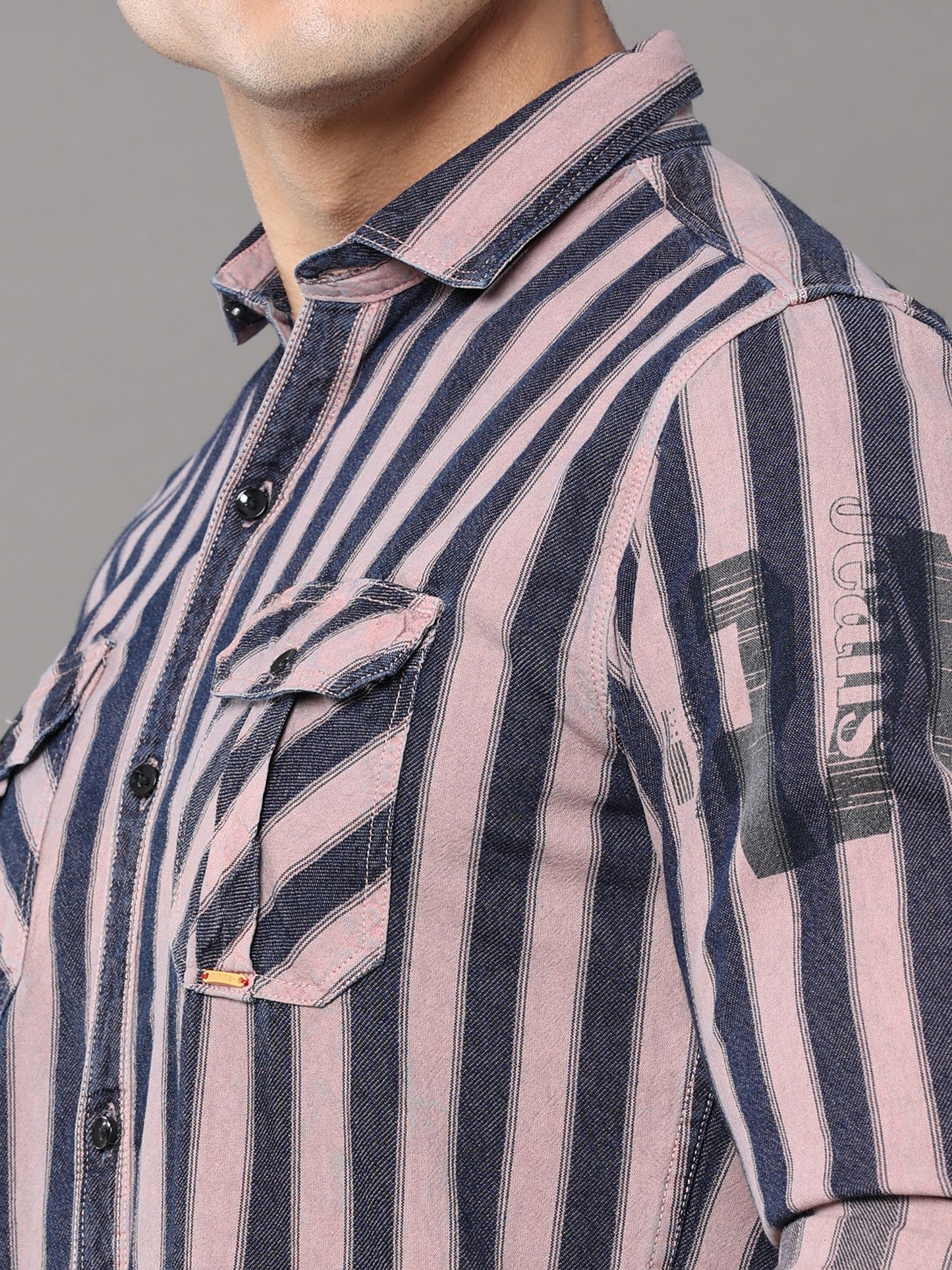 Onfire Stripe Cargo Peach Shirt