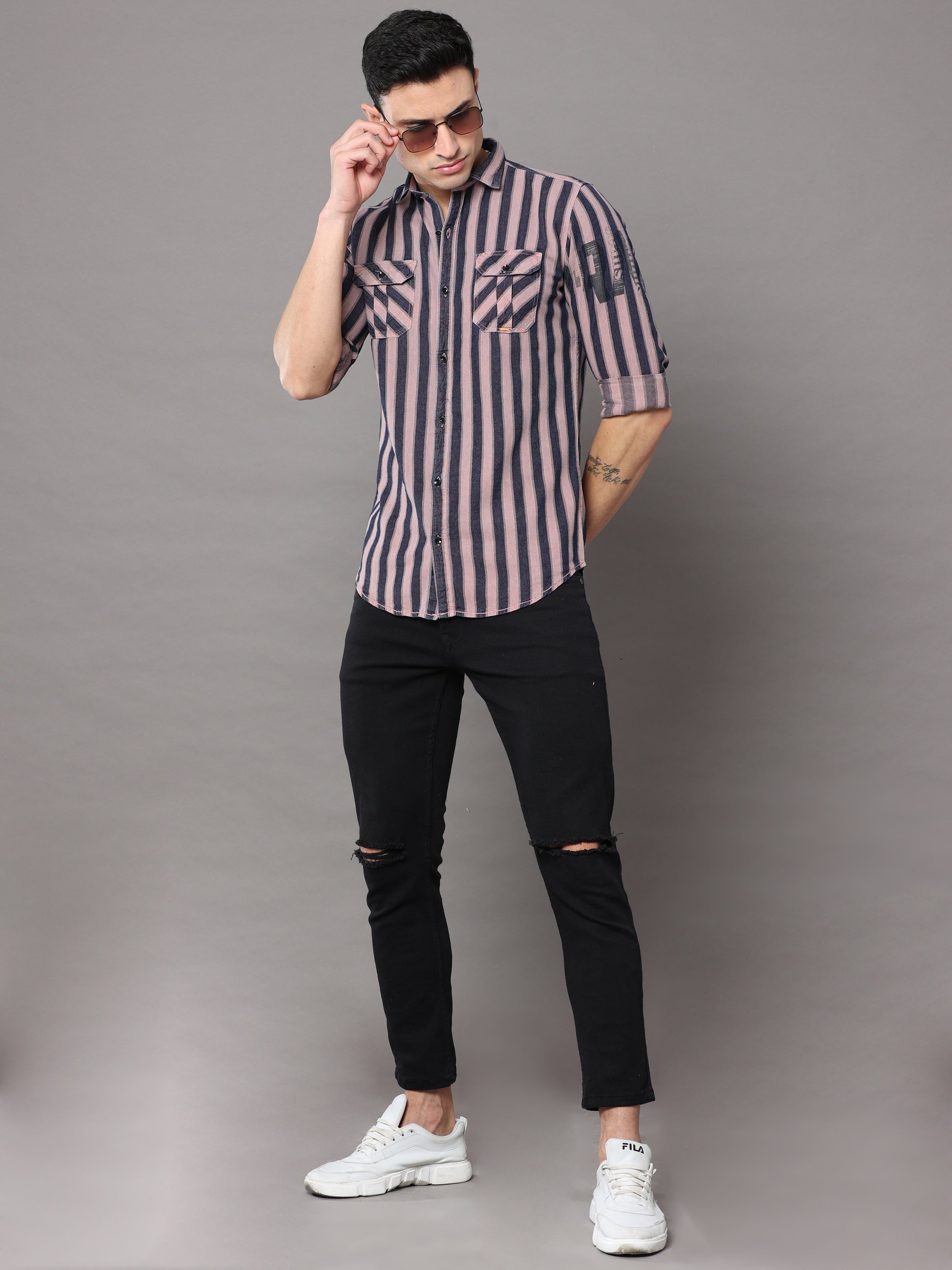 Onfire Stripe Cargo Peach Shirt