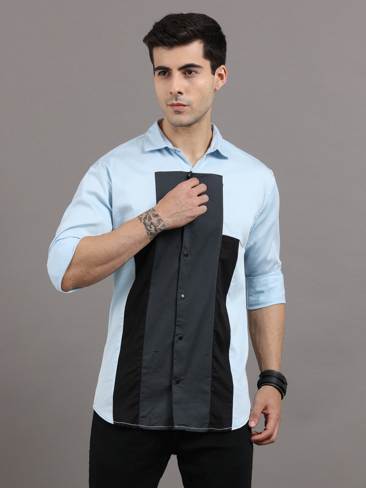 Onfire fancy designer shirt Aqua Blue