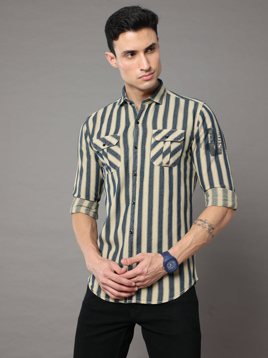 Onfire Stripe Cargo Biege Shirt