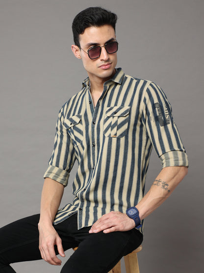 Onfire Stripe Cargo Biege Shirt