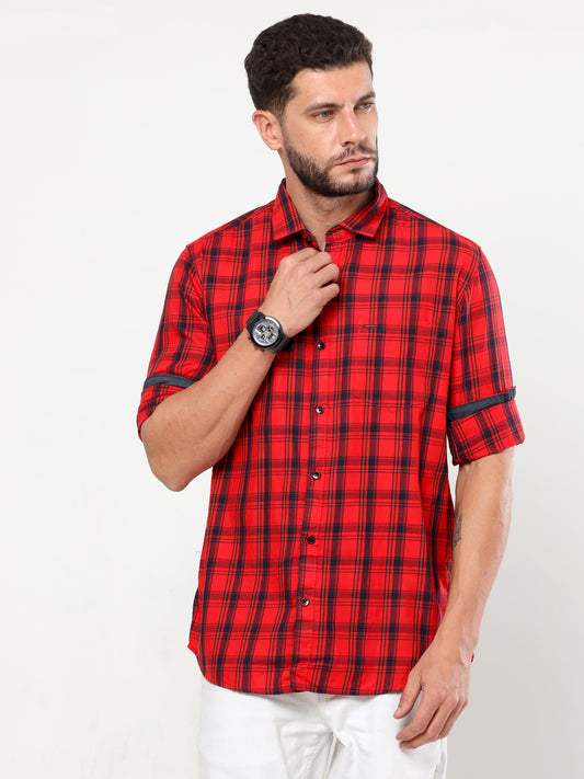 Onfire twill checks shirt Blood Red