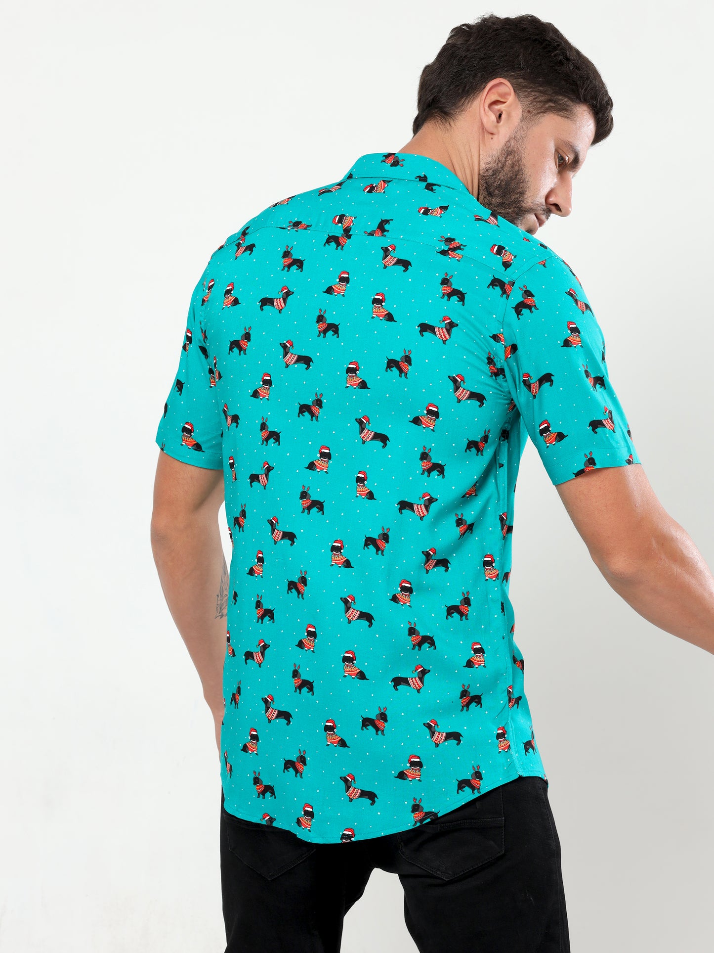 Onfire half sleeves puppy print lux green