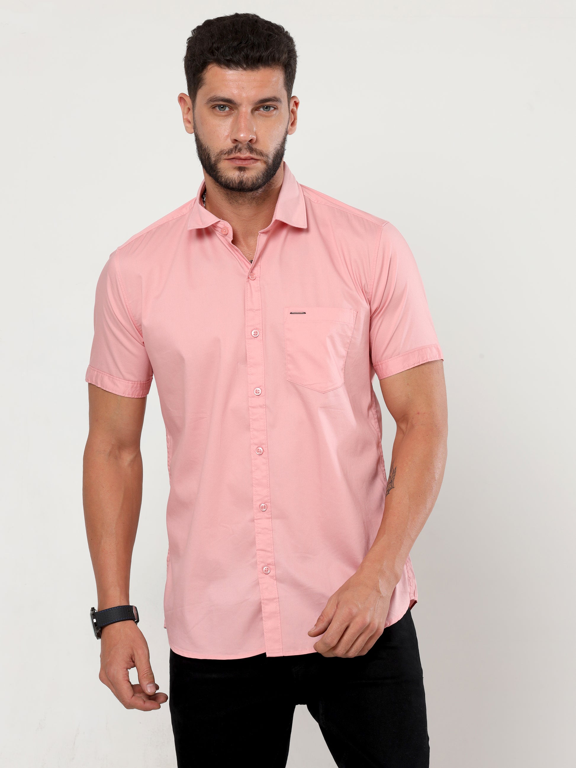 Onfire seltos plain half shirt peach