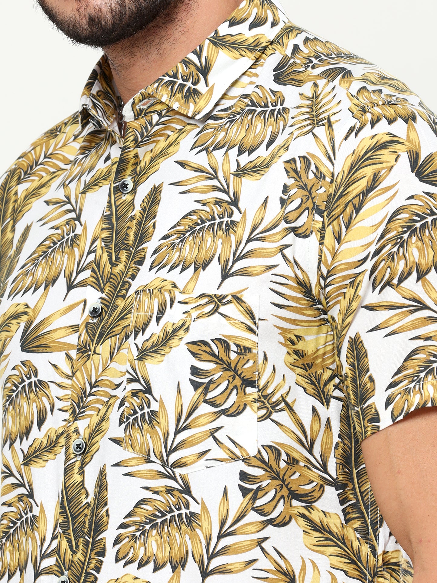 Onfire half sleeves floral print yellow