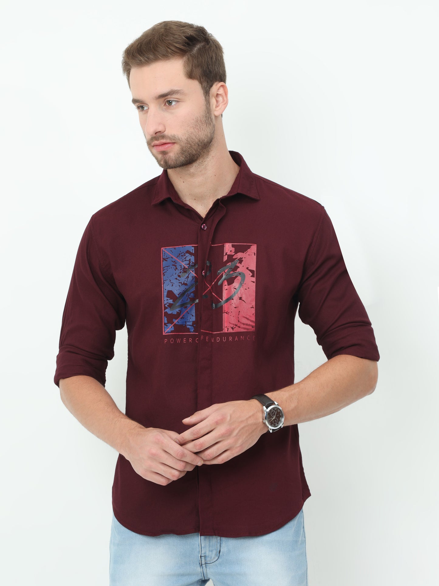 Onfire Fresco Designer Maroon Shirt