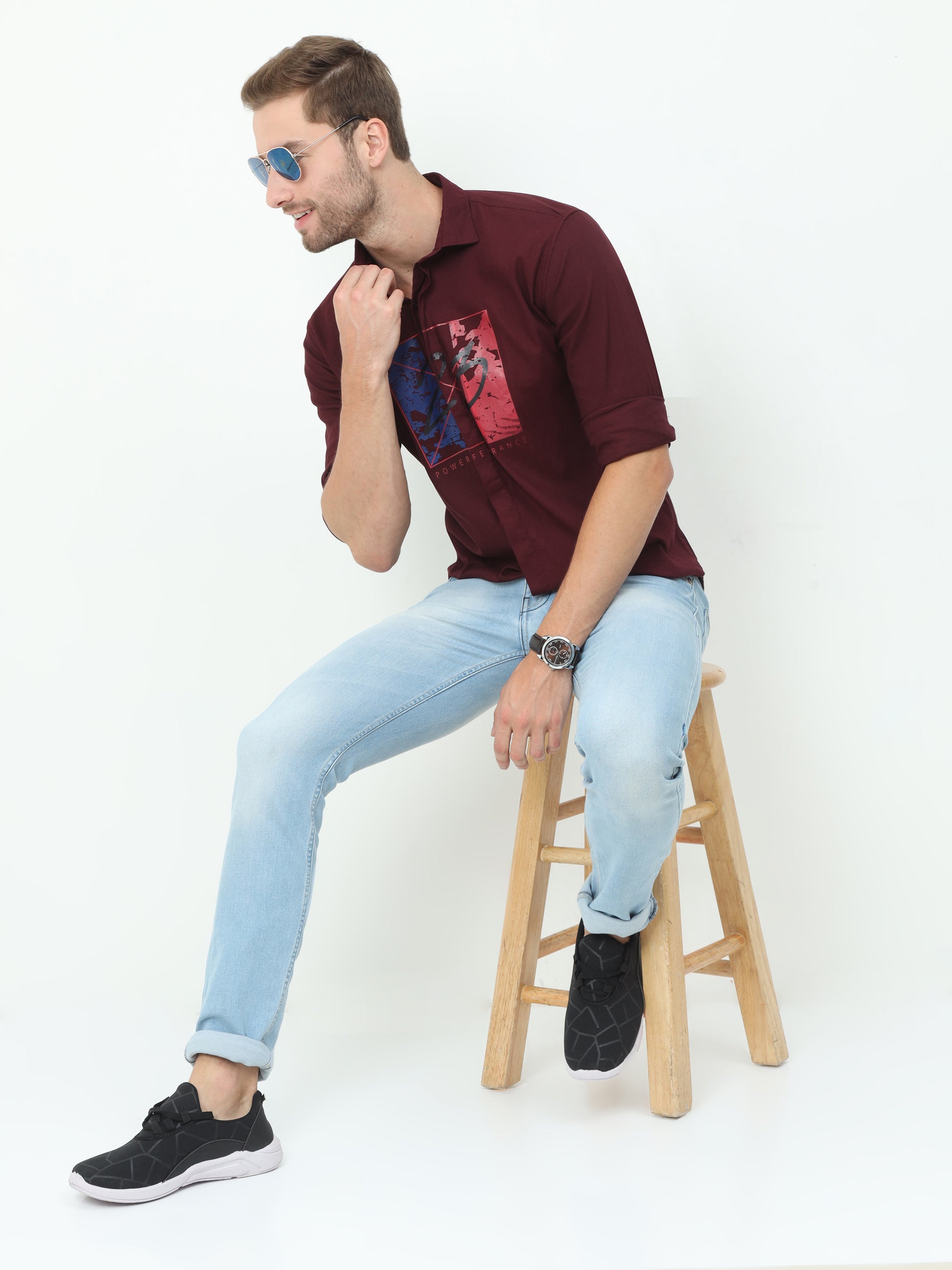 Onfire Fresco Designer Maroon Shirt