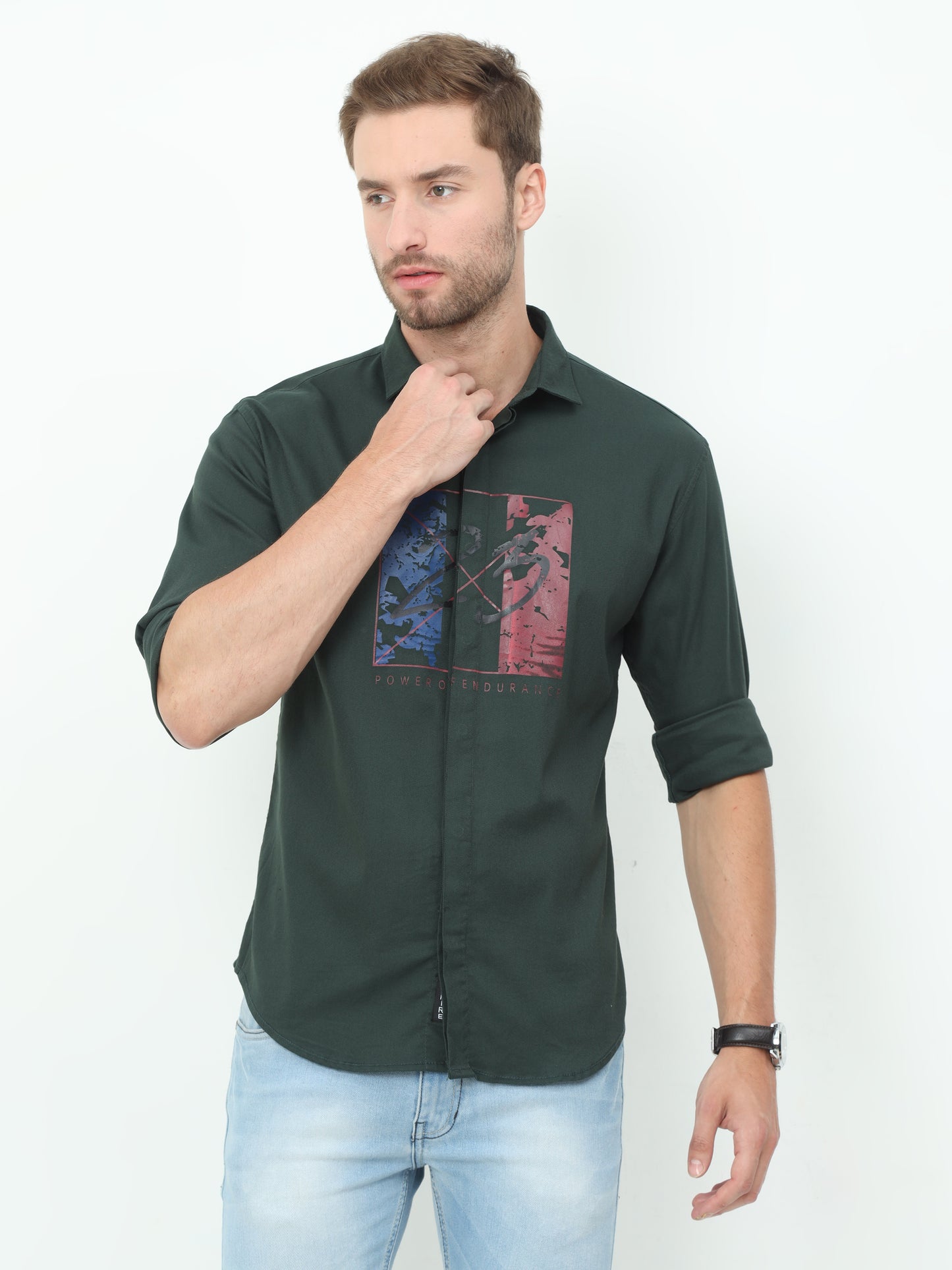 Onfire Designer Bottle Green Shirt