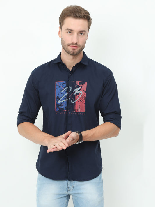 Onfire Fresco Designer Navy Blue Shirt