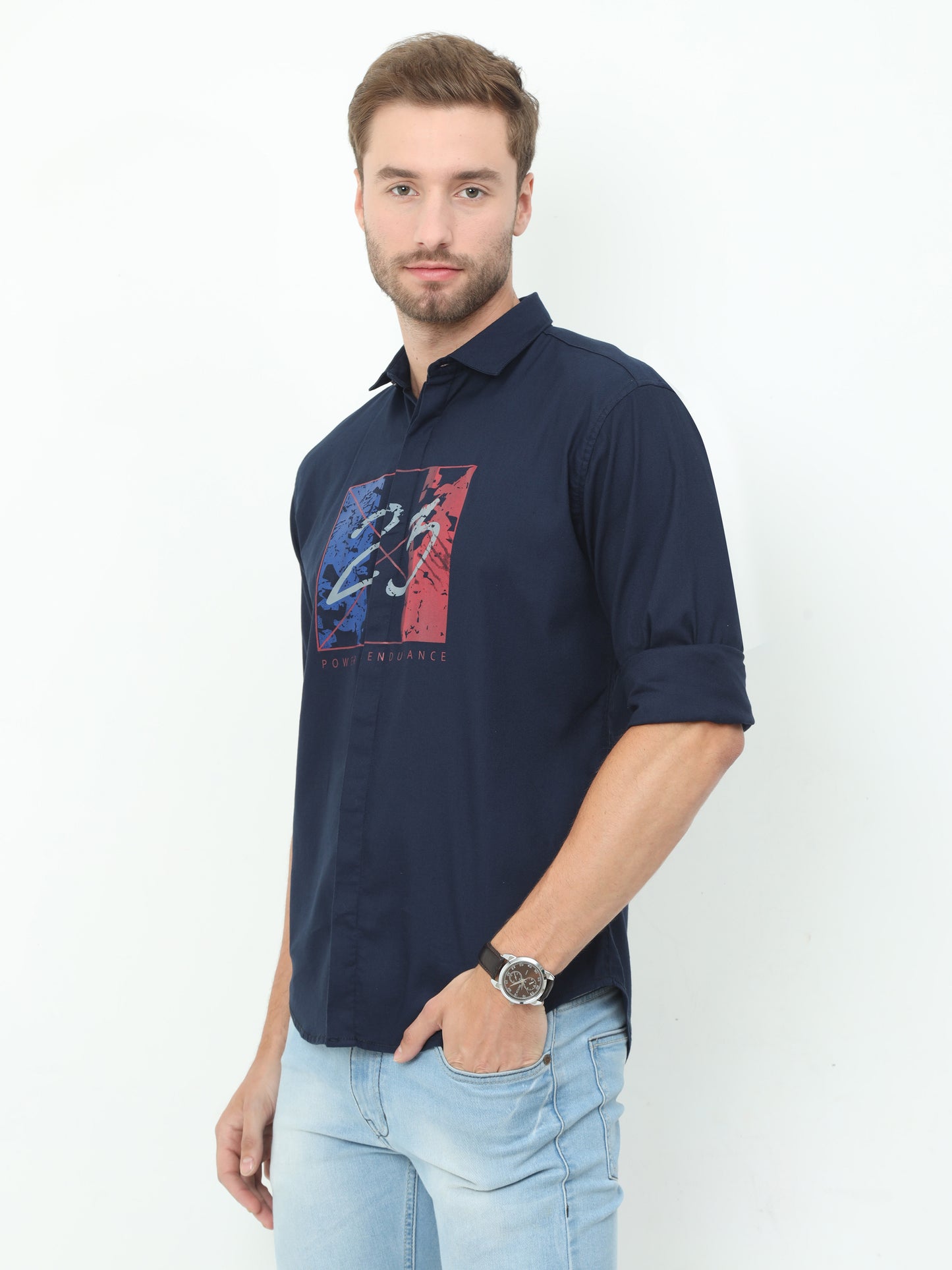 Onfire Fresco Designer Navy Blue Shirt