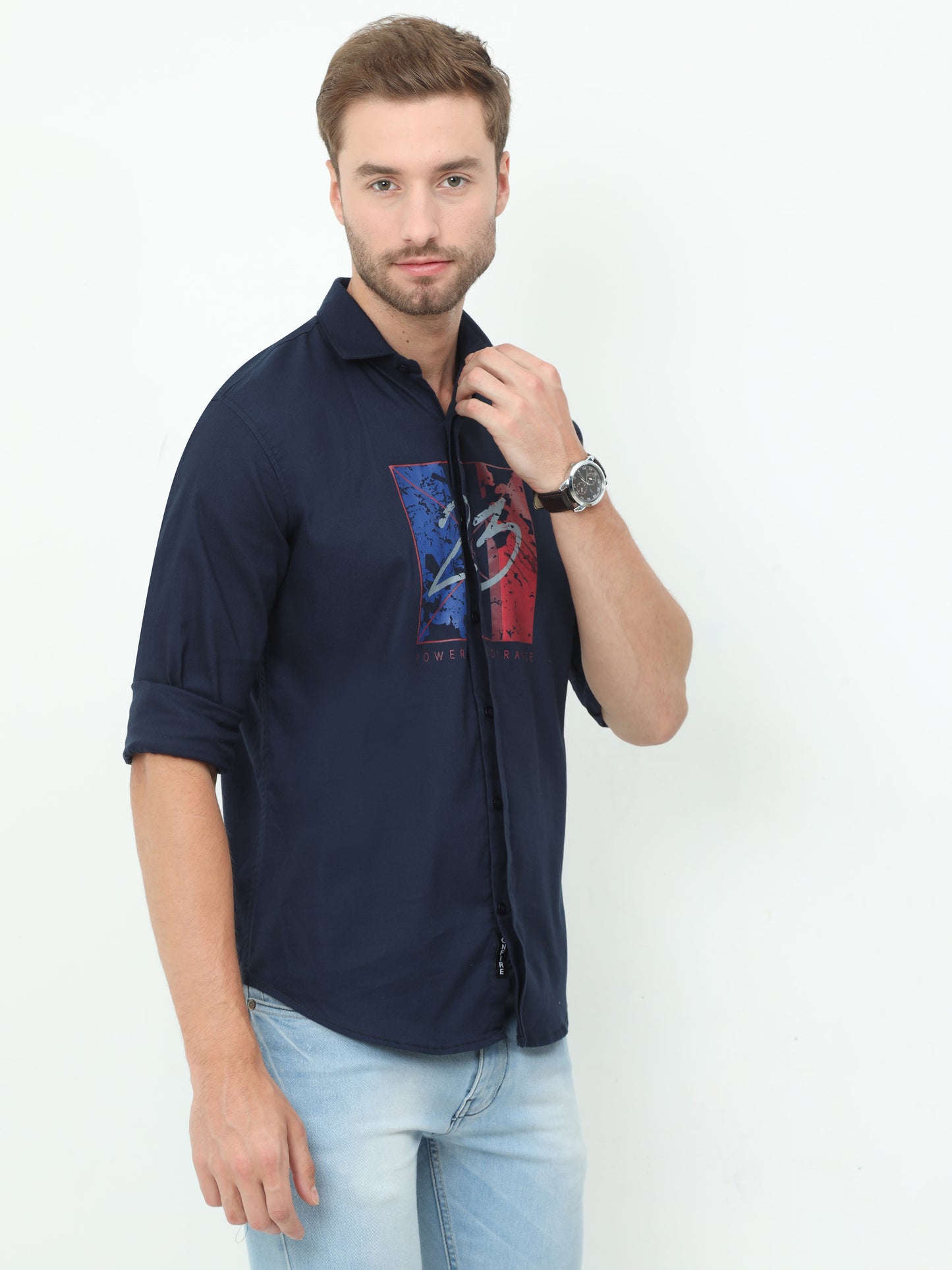 Onfire Fresco Designer Navy Blue Shirt