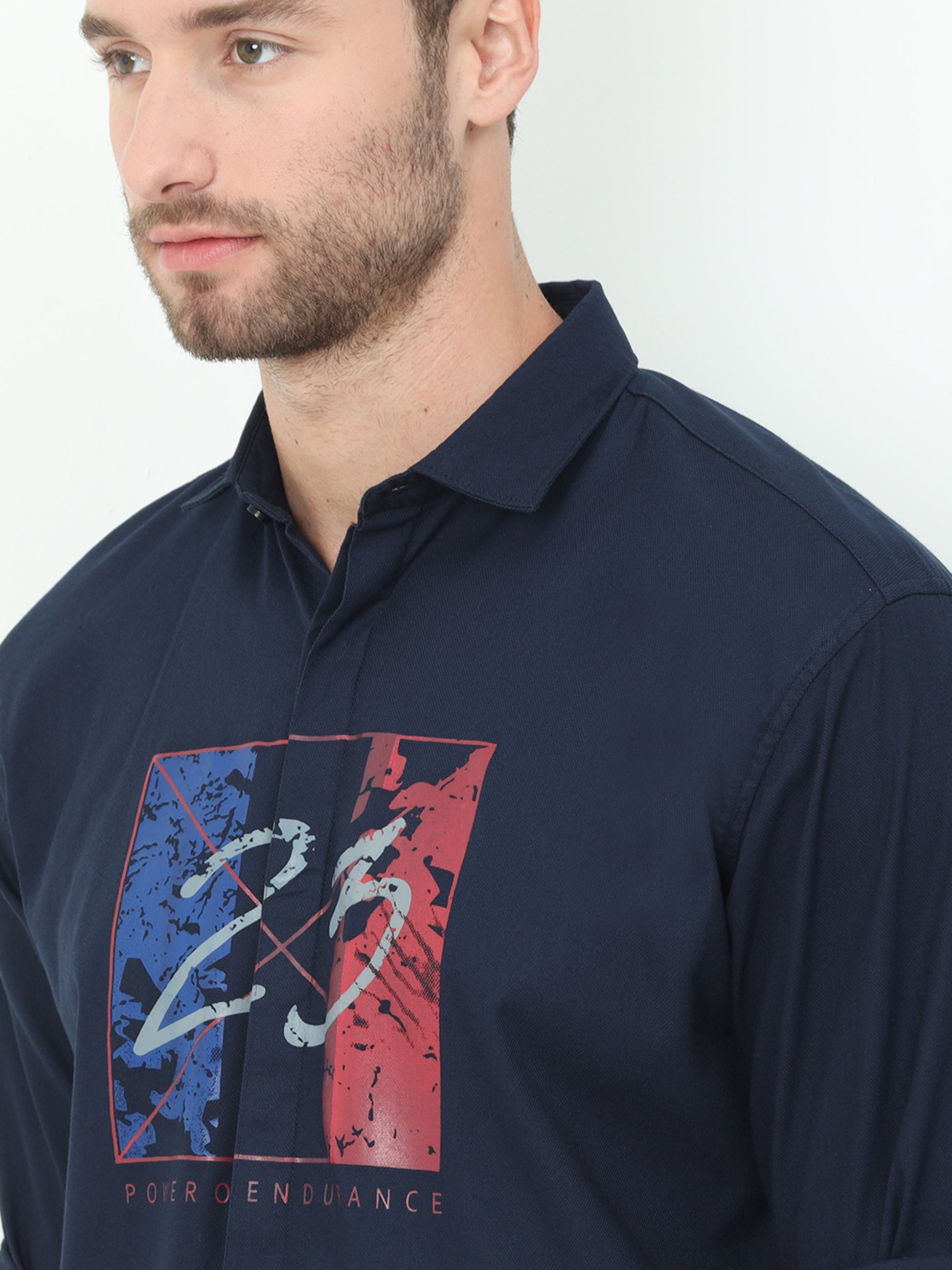 Onfire Fresco Designer Navy Blue Shirt